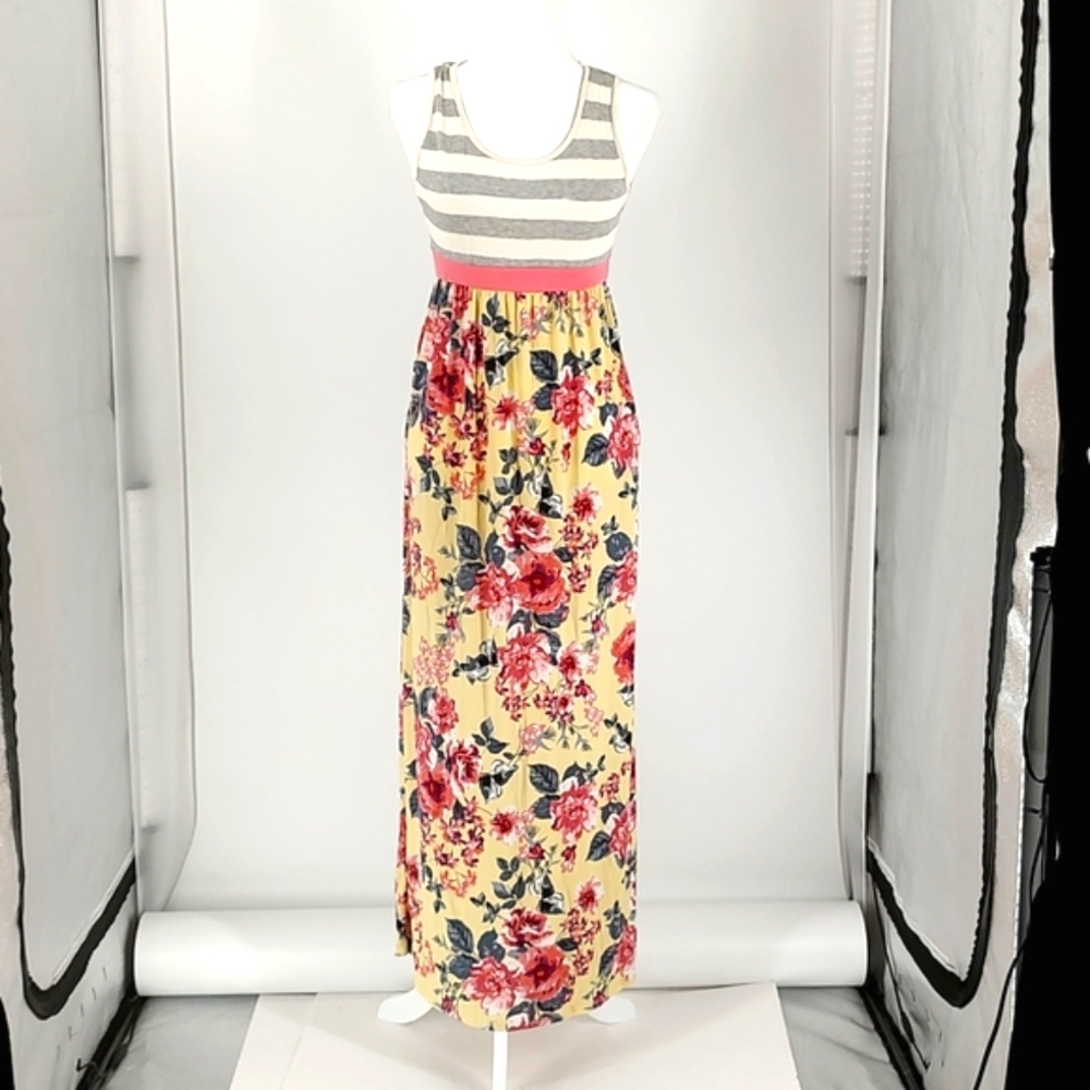 Egy California Maxi Striped Floral Dress